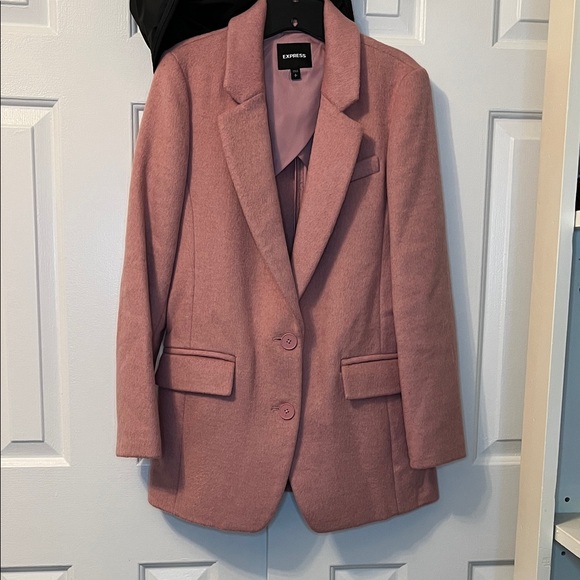 NWOT Express Pea Coat Buttoned Jacket Pastel Pink Wool Blend Size S - Picture 1 of 9